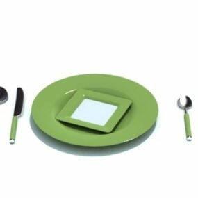 Køkken Olive Green Bestiksæt 3d model