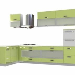 کابینت آشپزخانه سبز مدل مبلمان سه بعدی