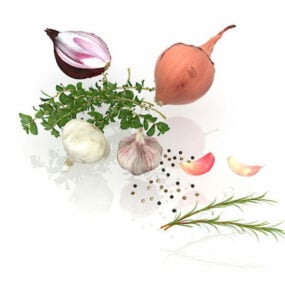 Onions Garlic Clove Vegetable 3d model