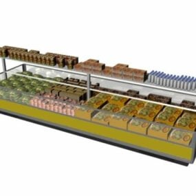 3D-Modell des offenen Lebensmittelkühlschranks im Supermarkt