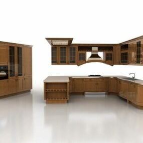Open Style Western Kitchen Design 3D-malli