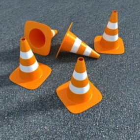 Straat oranje verkeerskegels 3D-model