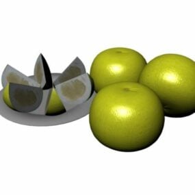 Groen Oranje Fruitschaal 3D-model