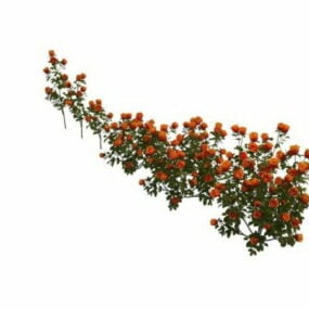 Oranssin värinen puutarha kukkivat pensaat 3d-malli