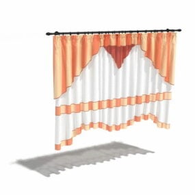 Orange White Grommet Curtain Design 3d model