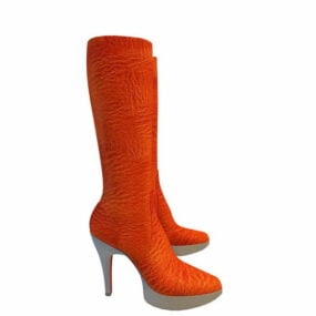 Oblečení oranžové boty na vysokém podpatku 3D model