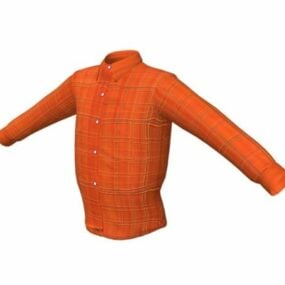 قميص منقوش باللون البرتقالي ملابس رجالية نموذج ثلاثي الأبعاد