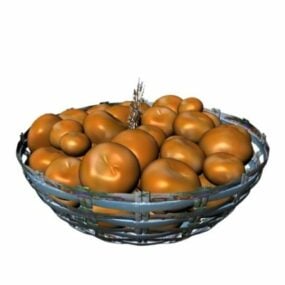 Food Oranges In Fruit Bowl 3d model