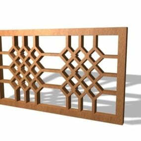 3D model orientálního dřevěného příhradového panelu