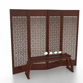 Oriental Wooden Screens Room Divider 3d-malli