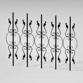 Structure Ornamental Wrought Iron Fence 3d model