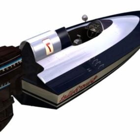 דגם תלת מימד של סירת מנוע חיצונית של כלי שיט