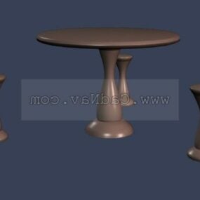 Meble ogrodowe Kamienne ławki stołowe Model 3D