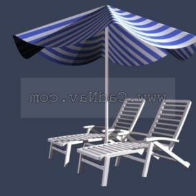 Utemöbler Strandstol Paraply 3d-modell