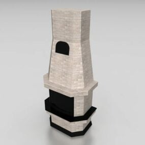 3д модель уличного кирпичного каменного камина