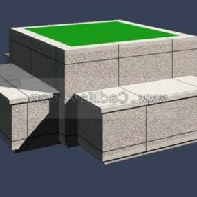 نموذج مقعد حجري للحديقة الخارجية ثلاثي الأبعاد
