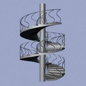 3D-Modell einer Wendeltreppe aus Metall für den Außenbereich