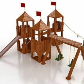 Venkovní dřevěný Castle Vybavení hřiště 3D model