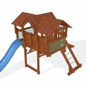 3D model venkovního dřevěného domu na hraní