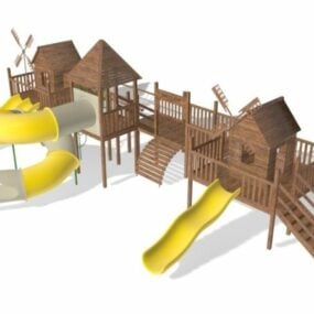 Outdoor Park Playhouse Slides 3d model