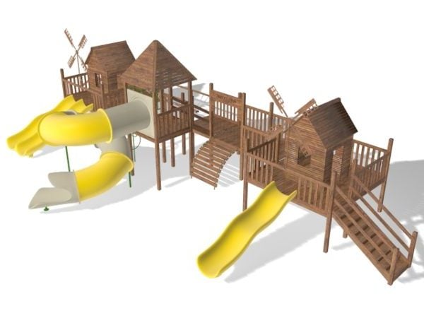 Outdoor Park Playhouse Slides