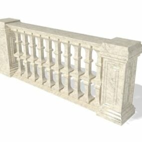 Evropské železné schodiště s madlem 3D model
