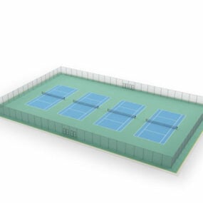 Extérieur 4 courts de tennis modèle 3D