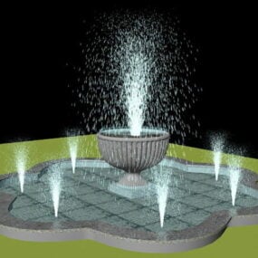 Modello 3d della fontana d'acqua del parco all'aperto