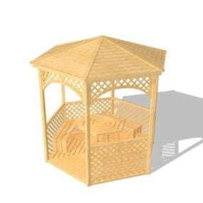 户外花园木制凉亭3d模型