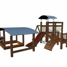 Playground de madeira ao ar livre modelo 3d