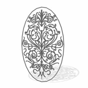 Oval Carved Decorative Window 3d model