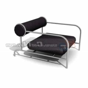 Czarne krzesło z poduszką Pu Model 3D