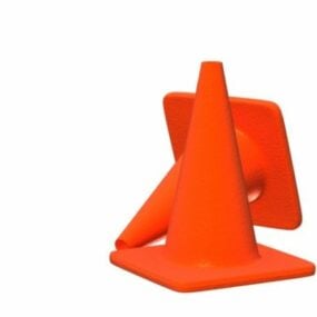 Modelo 3d de cone de plástico de cone de trânsito