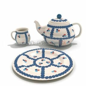 Painted Ceramic Coffee Tea Tableware 3d model