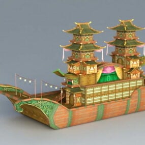 3d модель розмальованого прогулянкового човна