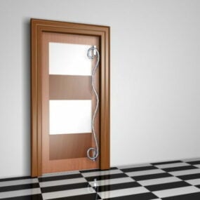 Drzwi panelowe z drewna ze szkłem Model 3D