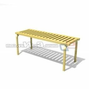 Simple Wood Park Bench Chair 3d model