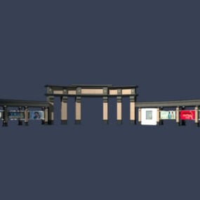 Çin Kapısı Çit Ahşap Tarzı 3D model