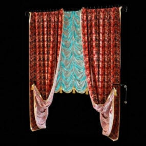 Antique Window Curtain With Roman Shade 3d model
