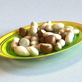 Food Peanuts Chestnuts On Disk 3d model