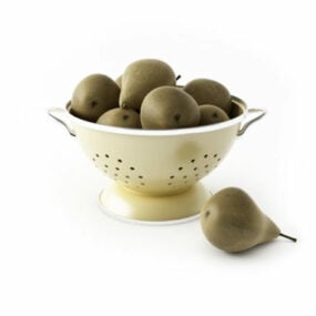 Basket Of Pears Fruit 3d model