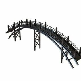 Garden Pedestrian Timber Bridge 3d model