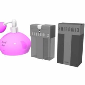 Cosmetic Perfume Bottle And Boxes 3d model