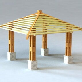 Struktur Pergola Bunga Kayu model 3d