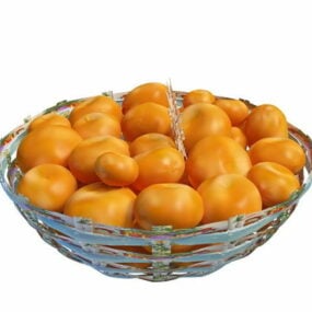 Basket Persimmons Fruit 3d model