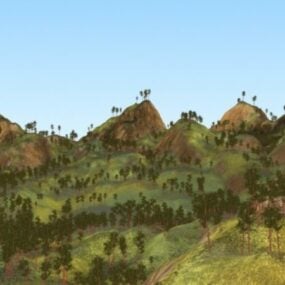 風景松の木の丘3Dモデル