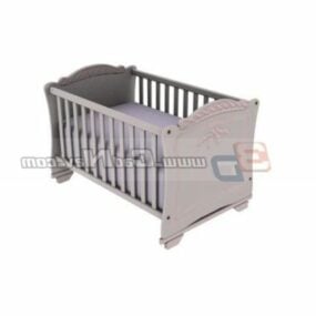 Pink Baby Crib Bed Furniture 3d model