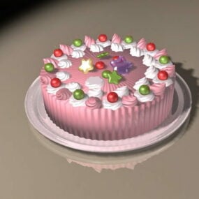 Pink Cake Food 3d model