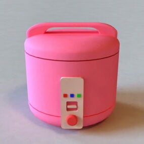 Modelo 3d de panela elétrica de arroz rosa de cozinha