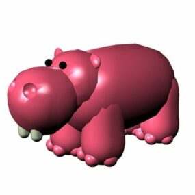 Różowa zabawka hipopotam z kreskówki Model 3D